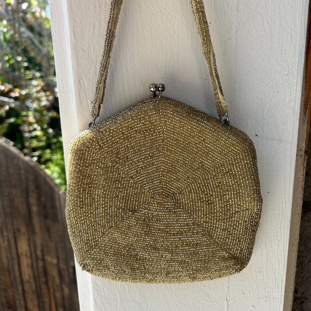 Vintage Walborg Gold Beaded Clutch Handbag